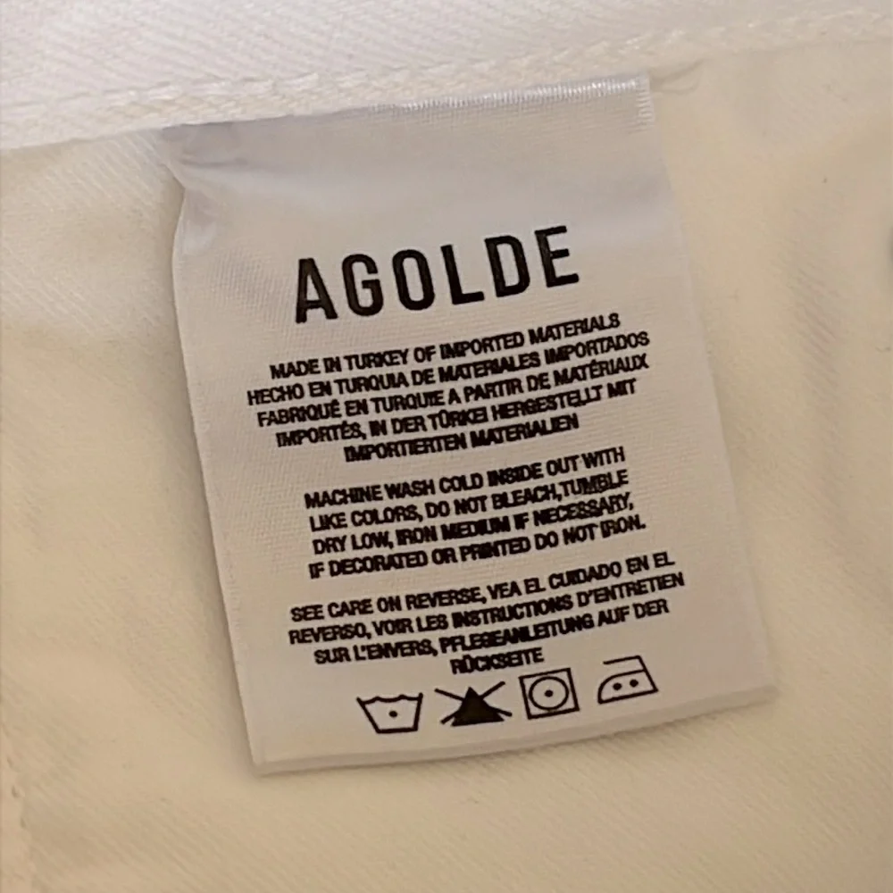 Agolde Parker Long Short High Rise Denim Shorts White Dough Size 32 NWT‎